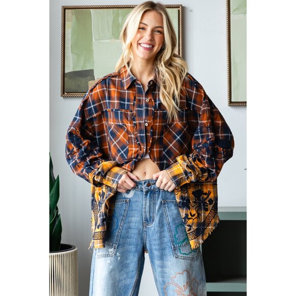 Oli & Hali Emberloom Embroidered Mineral Wash Button Down NEW Size Various - Picture 3 of 7